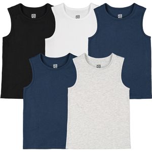 LA REDOUTE COLLECTIONS - Set van 5 Singlets - Zwart Wit Grijs Blauw - Katoen