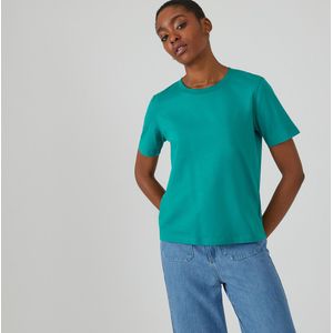 T-shirt met ronde hals en korte mouwen LA REDOUTE COLLECTIONS. Katoen materiaal. Maten S. Groen kleur
