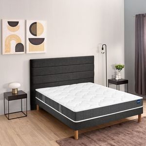 Set schuimmatras HR + bedbodem Essential 2 BULTEX. Massief hout materiaal. Maten 100 x 200 cm. Wit kleur