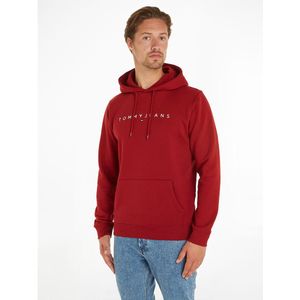 Rechte hoodie linear logo TOMMY JEANS. Katoen materiaal. Maten L. Rood kleur