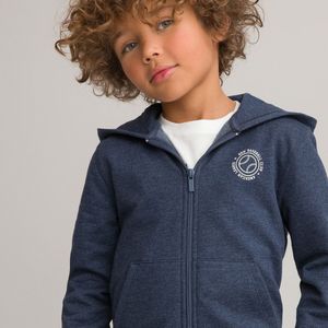Zip-up hoodie in molton LA REDOUTE COLLECTIONS. Geruwd molton materiaal. Maten 6 jaar - 114 cm. Blauw kleur