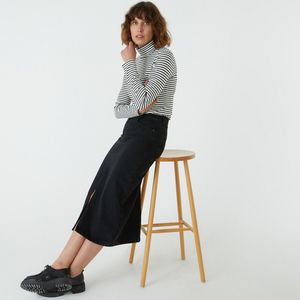 Lange rechte rok in denim LA REDOUTE COLLECTIONS. Katoen materiaal. Maten 38 FR - 36 EU. Zwart kleur