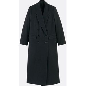 Lange maxi-jas met knoopsluiting, voor het winterseizoen LA REDOUTE COLLECTIONS. Wol materiaal. Maten 40 FR - 38 EU. Zwart kleur