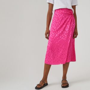 Lange rok met strikeffect, in jacquard LA REDOUTE COLLECTIONS. Polyester materiaal. Maten 40 FR - 38 EU. Roze kleur