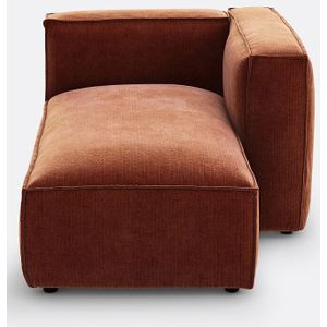 Modulaire longchair in geribd vintage fluweel, Seven LA REDOUTE INTERIEURS. Geribd polyester materiaal. Maten rechterhoek. Kastanje kleur