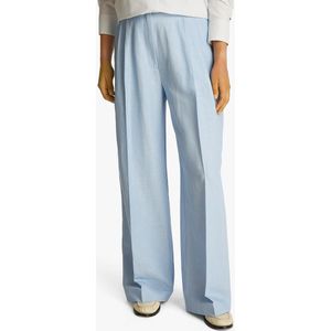 Rechte broek in linnenmix TOMMY HILFIGER. Polyester materiaal. Maten 38 FR - 36 EU. Blauw kleur