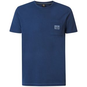 Effen T-shirt met ronde hals PETROL INDUSTRIES. Katoen materiaal. Maten XL. Blauw kleur