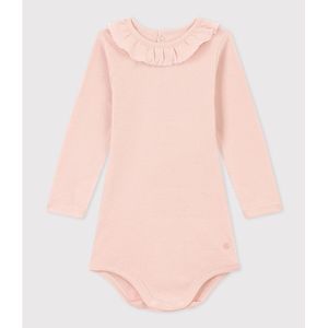 Romper met lange mouwen en kraag PETIT BATEAU. Katoen materiaal. Maten 6 mnd - 67 cm. Roze kleur