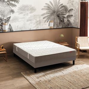 Ensemble matras 540 veren Itinéraire + beddenbodem EPEDA. Massief hout materiaal. Maten 140 x 190 cm. Grijs kleur