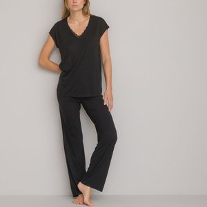 Pyjama ensemble LA REDOUTE COLLECTIONS. Jersey materiaal. Maten 46/48 FR - 44/46 EU. Zwart kleur