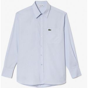 Oversized hemd in katoen popeline LACOSTE. Katoen materiaal. Maten 36 FR - 34 EU. Blauw kleur