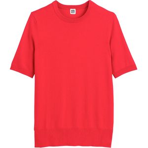 Basic trui, korte mouwen LA REDOUTE COLLECTIONS. Viscose materiaal. Maten XXL. Rood kleur