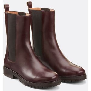 Korte Laarzen Rode Laarsjes Manfield Bordeaux Rode Enkellaarsjes