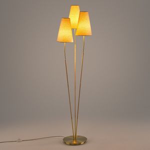 Drievoudige staande lamp in messing, linnen & rotan, Amaya LA REDOUTE INTERIEURS. Metaal materiaal. Maten één maat. Goudkleur kleur