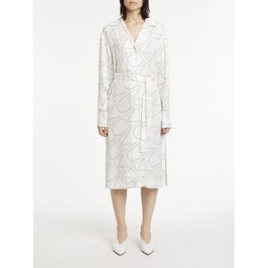 Bedrukte hemdjurk, lange mouwen CALVIN KLEIN. Viscose materiaal. Maten 38 FR - 36 EU. Wit kleur