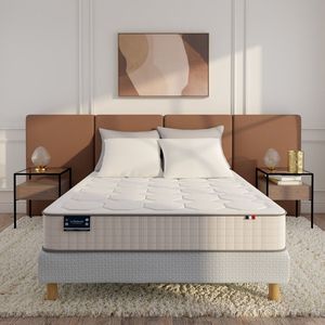 Ensemble matras 856 pocketveren + beddenbodem LA REDOUTE INTERIEURS. Multiplex materiaal. Maten 140 x 190 cm. Grijs kleur