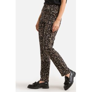 Bedrukte rechte broek fusain IKKS. Viscose materiaal. Maten 38 FR - 36 EU. Zwart kleur