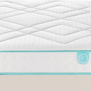 Ensemble. matras in latex + bedbodem LE TOUT DELICAT MERINOS. Massief hout materiaal. Maten 90 x 200 cm. Beige kleur