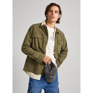 Overhemd in popeline, knoopsluiting PEPE JEANS. Katoen materiaal. Maten XXL. Groen kleur