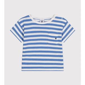 T-shirt met korte mouwen in jersey PETIT BATEAU. Katoen materiaal. Maten 18 mnd - 81 cm. Blauw kleur