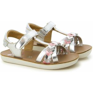 Sandalen Goa Tresse Love SHOO POM. Leer materiaal. Maten 25. Zilver kleur