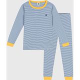 2-delige pyjama, milleraies PETIT BATEAU. Katoen materiaal. Maten 6 jaar - 114 cm. Blauw kleur