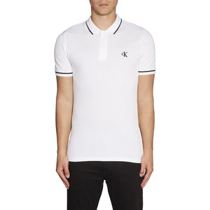 Slim polo in piquétricot, Tipping CALVIN KLEIN JEANS. Katoen materiaal. Maten XS. Wit kleur