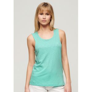 Tank top met ronde hals en geborduurd logo SUPERDRY. Katoen materiaal. Maten 40 FR - 38 EU. Groen kleur