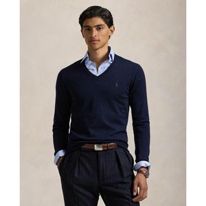 Trui met V-hals in merinoswol POLO RALPH LAUREN. Wol materiaal. Maten XL. Blauw kleur
