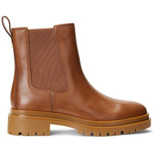 Boots in leer met brede hak LAUREN RALPH LAUREN. Leer materiaal. Maten 40. Kastanje kleur