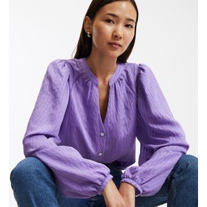 Wijde blouse met pofmouwen LA REDOUTE COLLECTIONS. Viscose materiaal. Maten 52 FR - 50 EU. Violet kleur