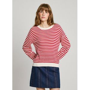Gestreepte trui met ronde hals PEPE JEANS. Viscose materiaal. Maten M. Wit kleur