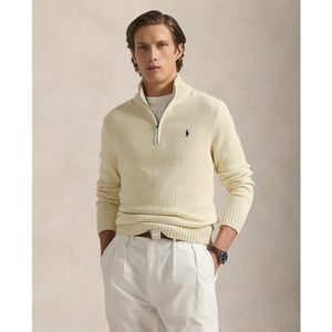 Trui met 1/2 rits in Coton 7G met geborduurd logo POLO RALPH LAUREN. Katoen materiaal. Maten XXL. Beige kleur