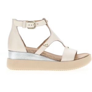 Sandalen met sleehak, in leer MJUS. Leer materiaal. Maten 38. Beige kleur