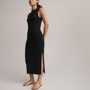 Rechte jurk zonder mouwen, midi lengte LA REDOUTE COLLECTIONS. Viscose materiaal. Maten L. Zwart kleur