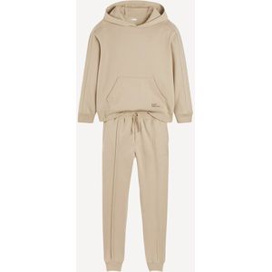 2-delig ensemble, hoodie en joggingbroek in molton LA REDOUTE COLLECTIONS. Katoen materiaal. Maten 6 jaar - 114 cm. Beige kleur