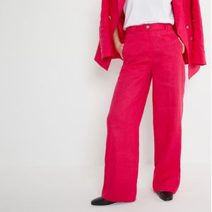 Wijde broek Signature, linnen LA REDOUTE COLLECTIONS. Linnen materiaal. Maten 52 FR - 50 EU. Roze kleur