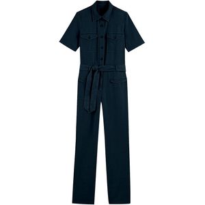 Jumpsuit met korte mouwen LA REDOUTE COLLECTIONS. Tencel/lyocell materiaal. Maten 34 FR - 32 EU. Blauw kleur