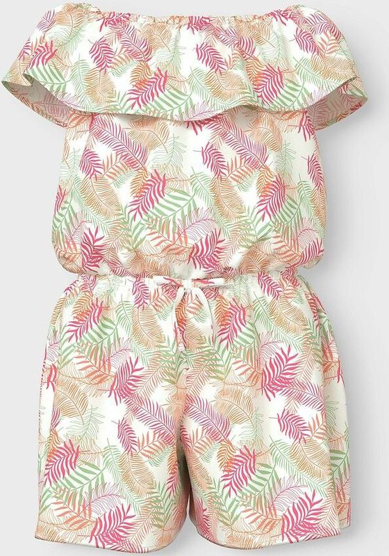 Combishort met tropische print NAME IT. Katoen materiaal. Maten 9 jaar - 132 cm. Wit kleur