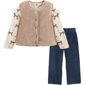 3-delig ensemble, vest, T-shirt en broek LA REDOUTE COLLECTIONS. Jersey materiaal. Maten 1 jaar - 74 cm. Multicolor kleur