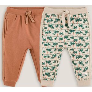 Set van 2 jogpants in molton LA REDOUTE COLLECTIONS. Molton materiaal. Maten 1 mnd - 54 cm. Beige kleur