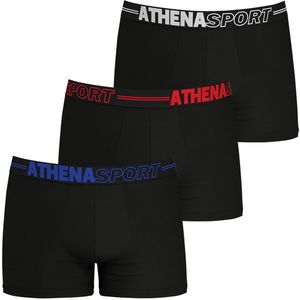 Set van 3 effen boxershorts in microvezel ATHENA. Polyester materiaal. Maten S. Zwart kleur