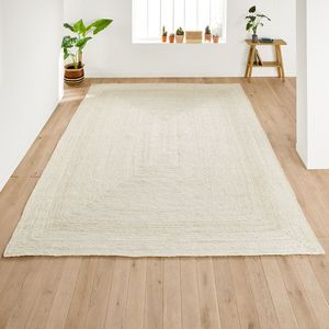 Tapijt in gebleekte jute, rechthoekig XXL, Aftas LA REDOUTE INTERIEURS. Jute materiaal. Maten 300 x 400 cm. Blauw kleur