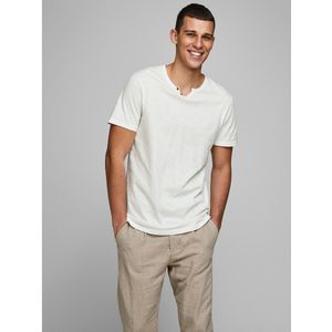 T-shirt met tuniekhals jjesplit JACK & JONES. Katoen materiaal. Maten XXL. Wit kleur