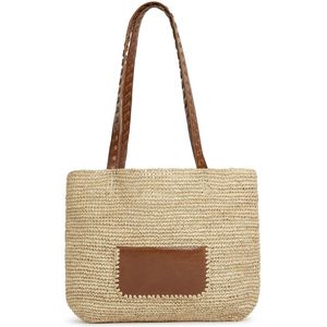 Handtas in raffia en leer LE FLANEUR NAT & NIN. Raffia materiaal. Maten één maat. Kastanje kleur