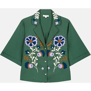 Geborduurd overhemd met korte mouwen, EMILE LOUISE MISHA. Katoen materiaal. Maten 38 FR - 36 EU. Groen kleur