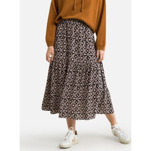 Rok Silvie, wijd uitlopende midi snit DES PETITS HAUTS. Viscose materiaal. Maten 0(XS). Zwart kleur