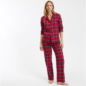 Geruite pyjama in flanel LA REDOUTE COLLECTIONS. Katoen materiaal. Maten 46 FR - 44 EU. Rood kleur