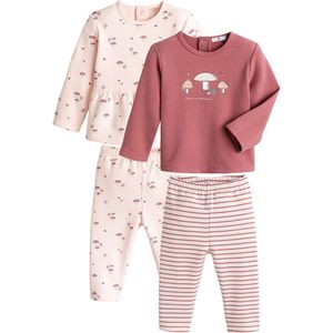 Set van 2 pyjama's in molton LA REDOUTE COLLECTIONS. Molton materiaal. Maten 6 mnd - 67 cm. Roze kleur