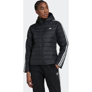 Donsjas Hooded Premium Slim Jacket adidas Originals. Polyester materiaal. Maten 38 FR - 36 EU. Zwart kleur